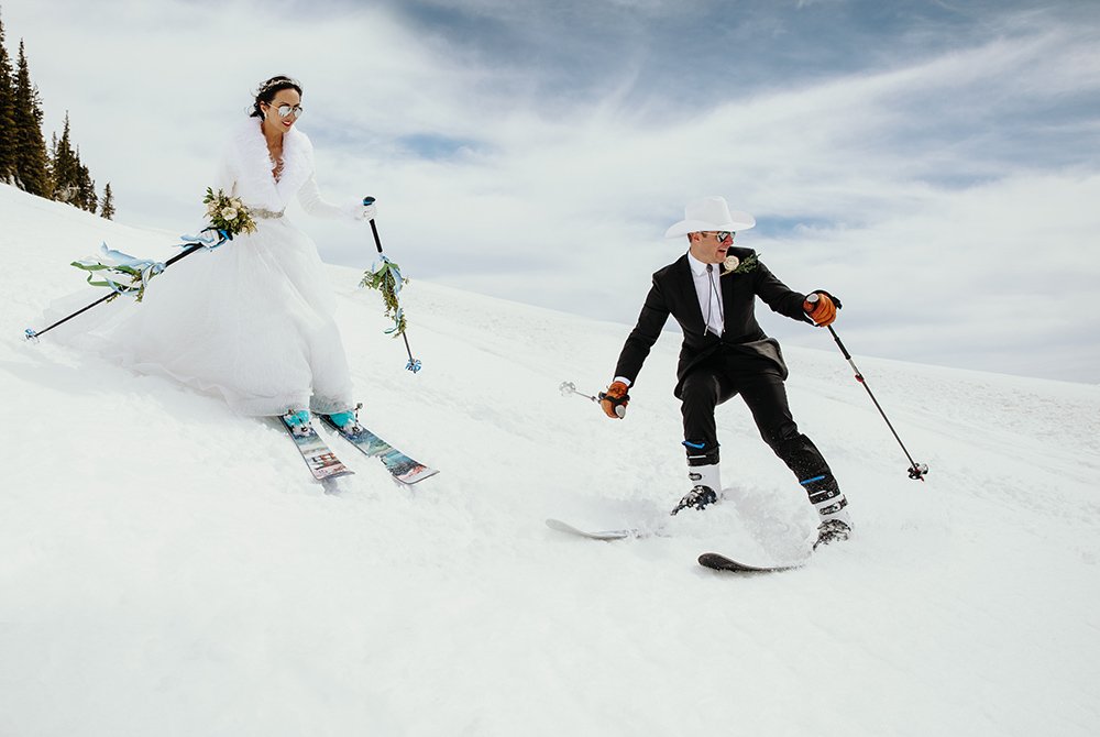 Wedding couple posing together