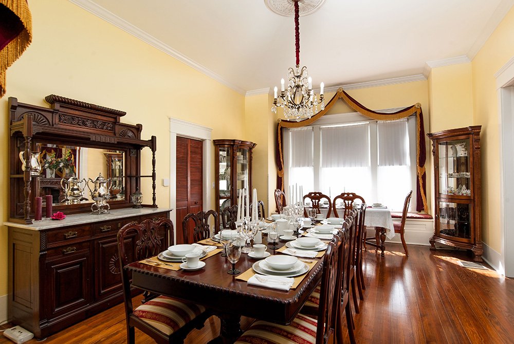 view of dining area facing the window