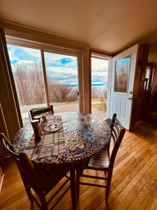 Table with view of the deck