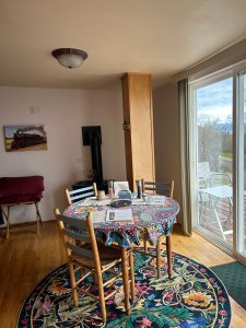 Dining table with view of the bed