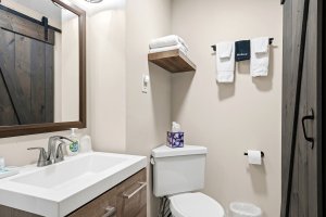 Bathroom with tub and shower