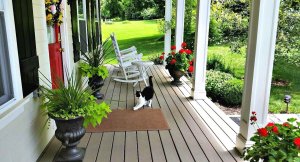 Deck with tables and chairs