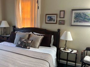 Bed with endtables and lamps