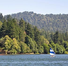 A Sailboat on Lake Gregory in California