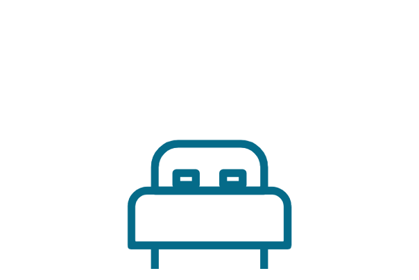 Icon depicting a bed with two pillows.
