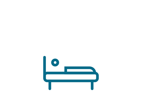 Icon depicting a person sleeping in a bed.