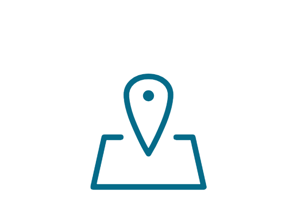 Icon depicting a map with a location pin symbol.