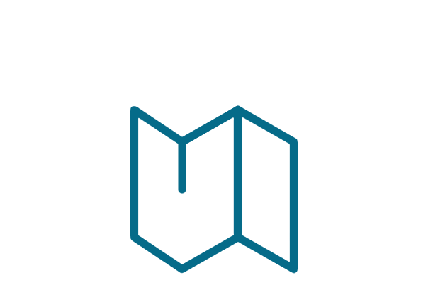 Icon depicting a tri-fold map