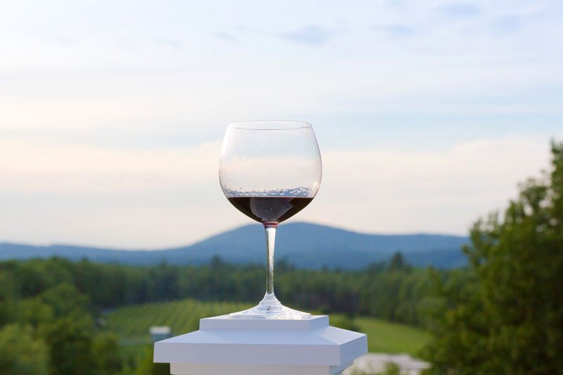 Wine glass on a post