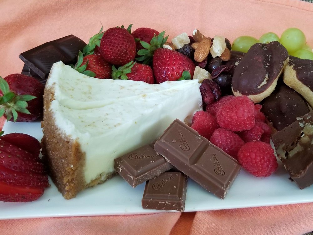 Chocolate and fruit desert plate