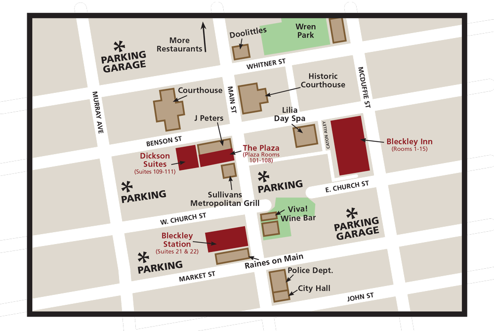 Map of Bleckley Inn Building Locations